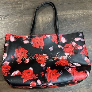Victoria's Secret Floral Red and Black Tote Bag